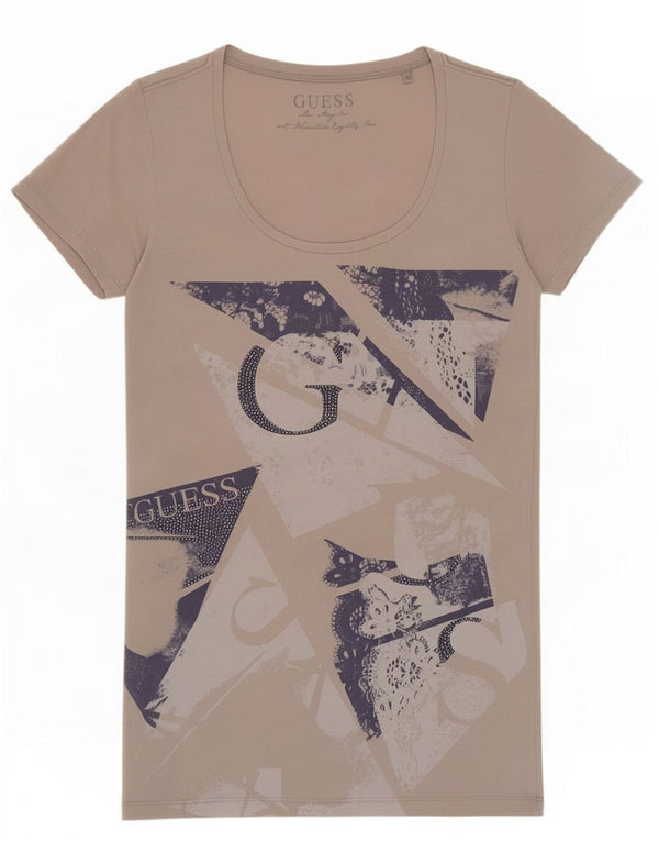 Guess ženska majica kratkih rukava s grafičkim motivima UK 6 XS sivi pamuk