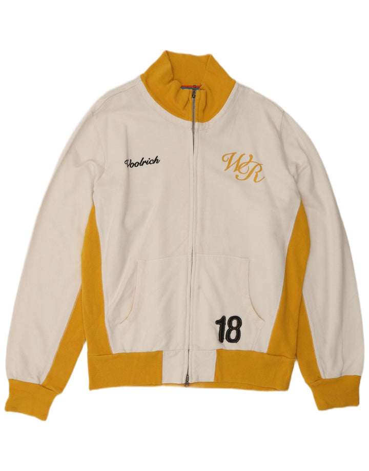 WOOLRICH Muška grafička trenirka, gornja jakna XL, bijeli pamuk u blokovima boja