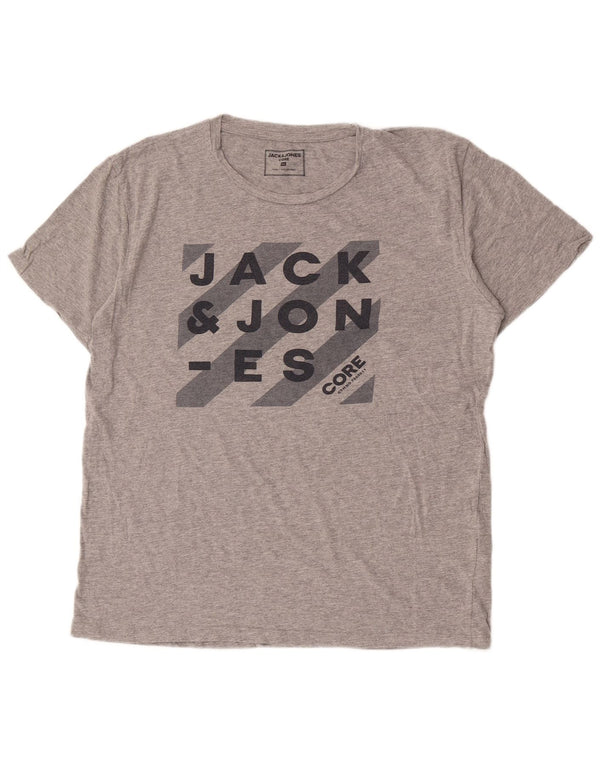 JACK & JONES Muška majica kratkih rukava s grafičkim motivima XL, sivi flekasti pamuk