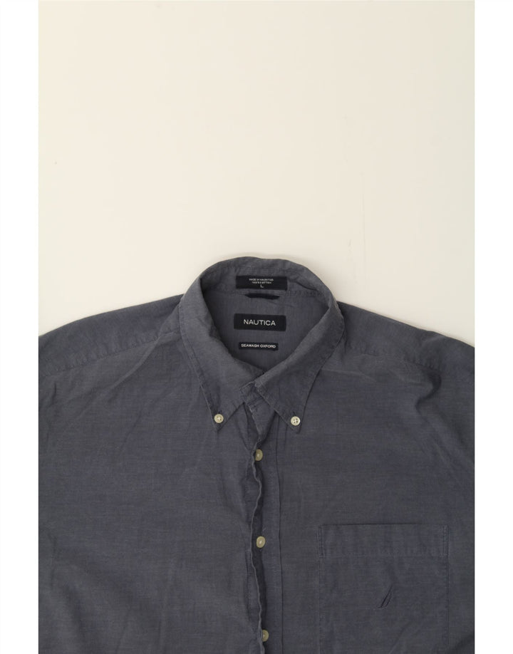 NAUTICA Mens Shirt Large Navy Blue Cotton Vintage Nautica and Second-Hand Nautica from Messina Hembry 