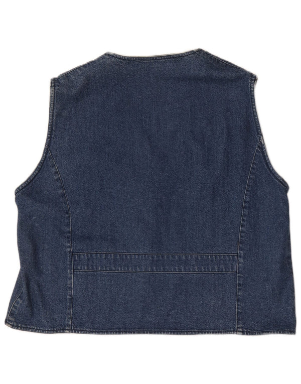 Vintage ženski traper prsluk UK 20 2XL plavi cvjetni