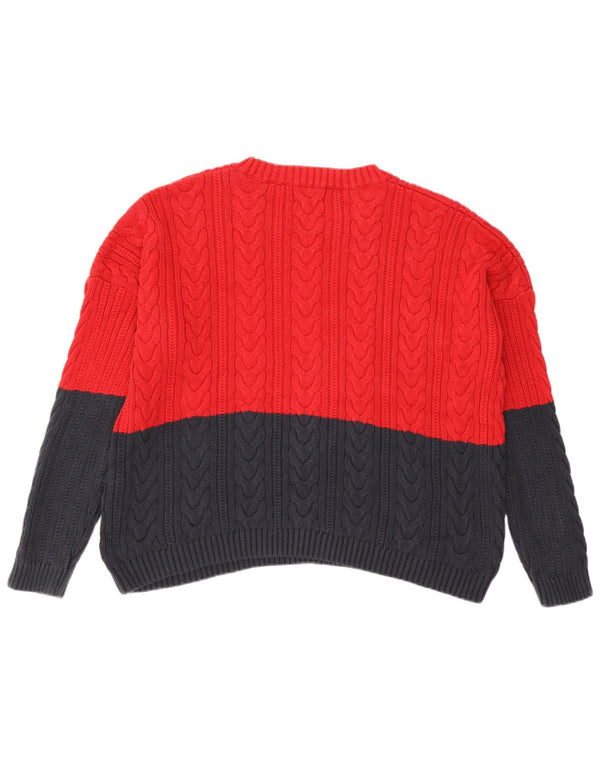 Superdry ženski džemper s okruglim izrezom UK 14 velikih crvenih blokova boja