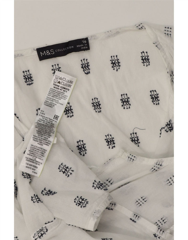 MARKS & SPENCER Ženska majica bez rukava UK 16 Velika bijela geometrijska