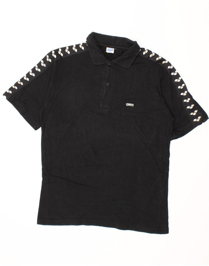 ARENA Mens Graphic Polo Shirt Medium Black Cotton Vintage Arena and Second-Hand Arena from Messina Hembry 