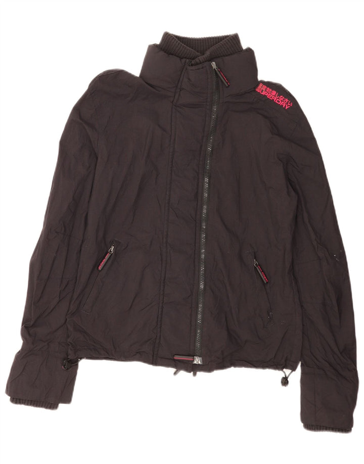 Superdry ženska grafička vjetrovka jakna UK 16 veliki crni najlon