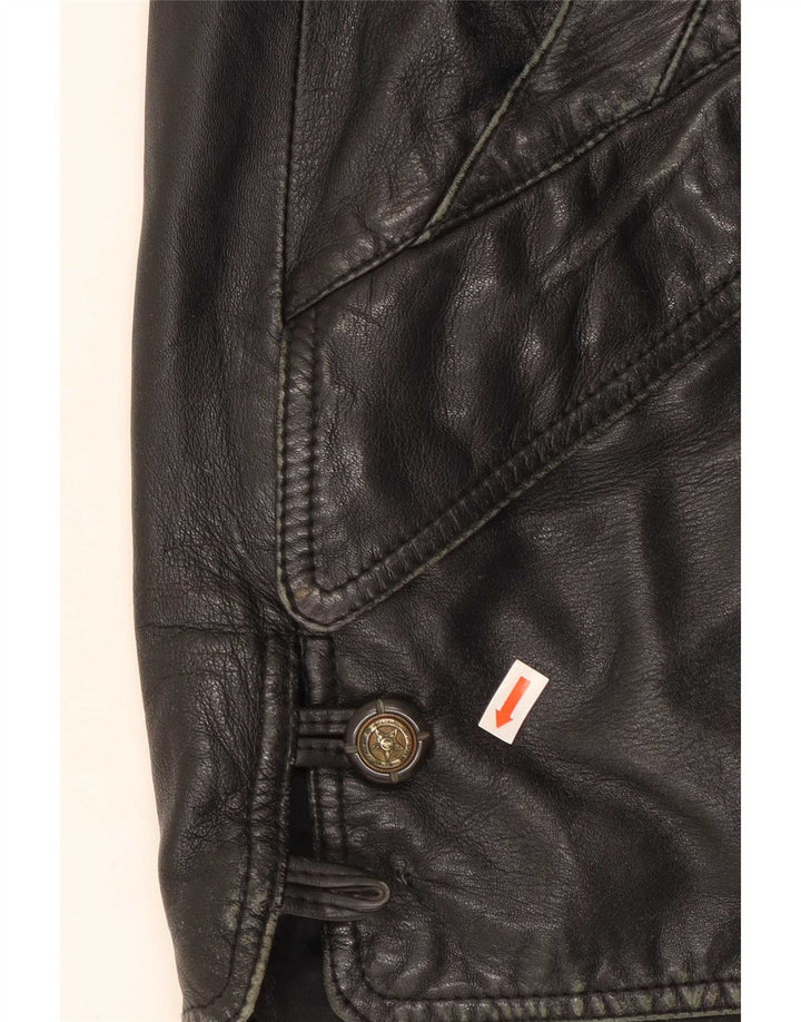 Marco Pierguidi Mens Leather Coat IT 50 Large Black