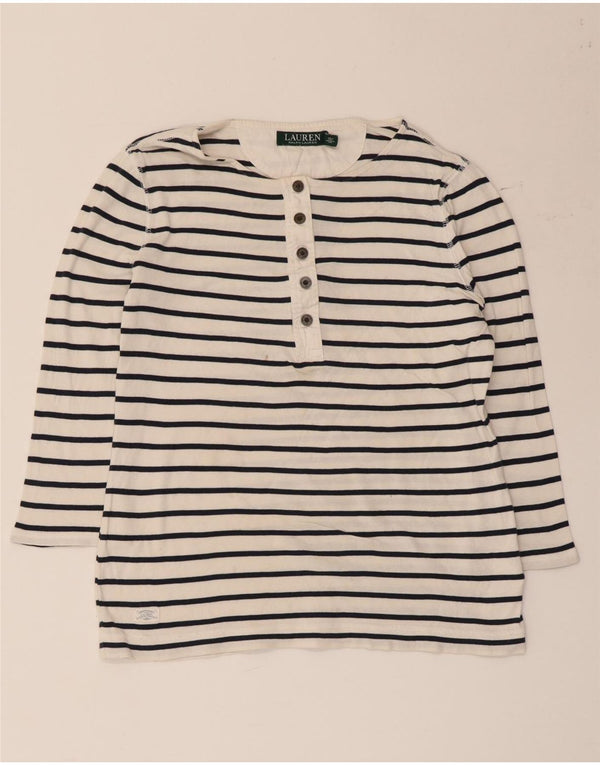 Ralph Lauren Ženska majica s 3/4 rukavima UK 12 srednje bijele pruge od pamuka