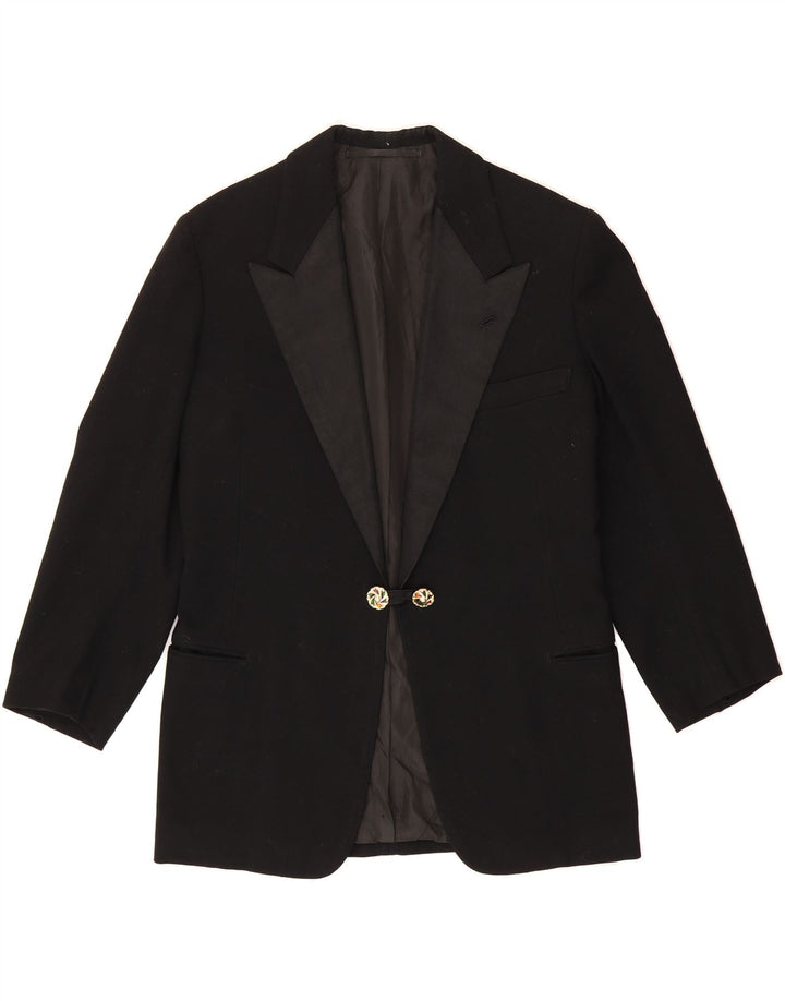 VINTAGE Womens 1 Button Blazer Jacket UK 14 Medium Black Vintage Vintage and Second-Hand Vintage from Messina Hembry 