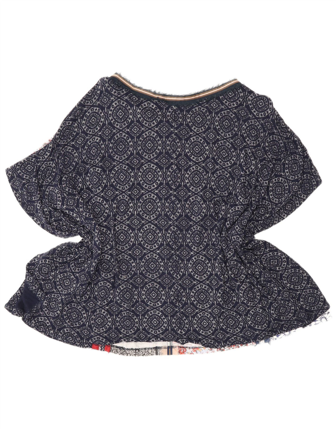 Desigual ženski gornji dio pončo bluze UK 14 Large Navy Blue Patchwork Bohemian