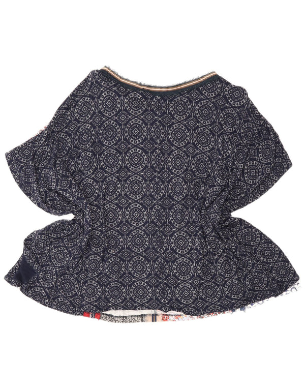 Desigual ženski gornji dio pončo bluze UK 14 Large Navy Blue Patchwork Bohemian