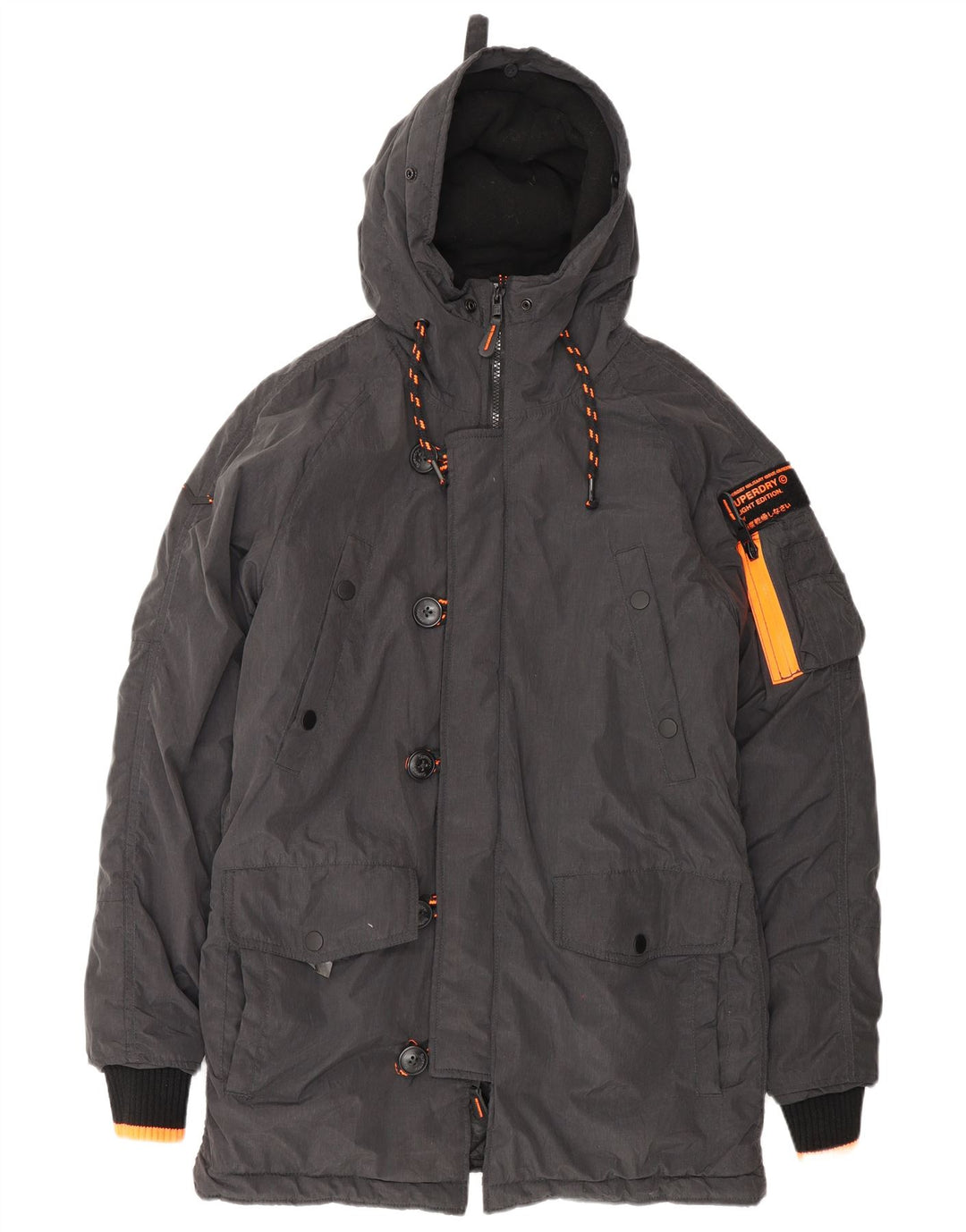 Superdry muška parka jakna s kapuljačom UK 38 srednje sivi najlon