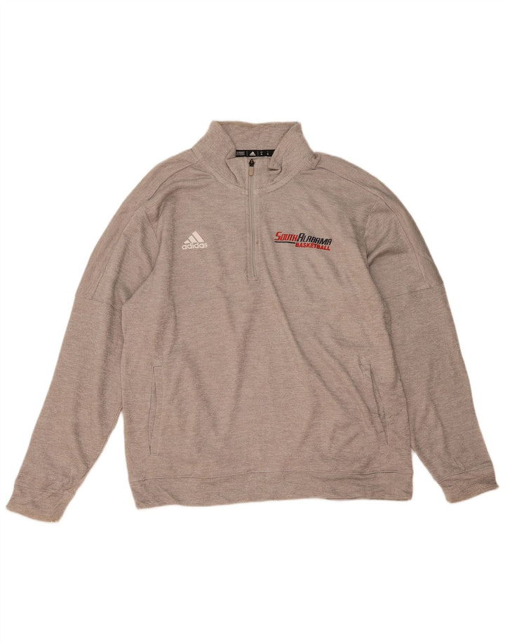ADIDAS muški džemper XL s grafičkim izrezom, sivi poliester