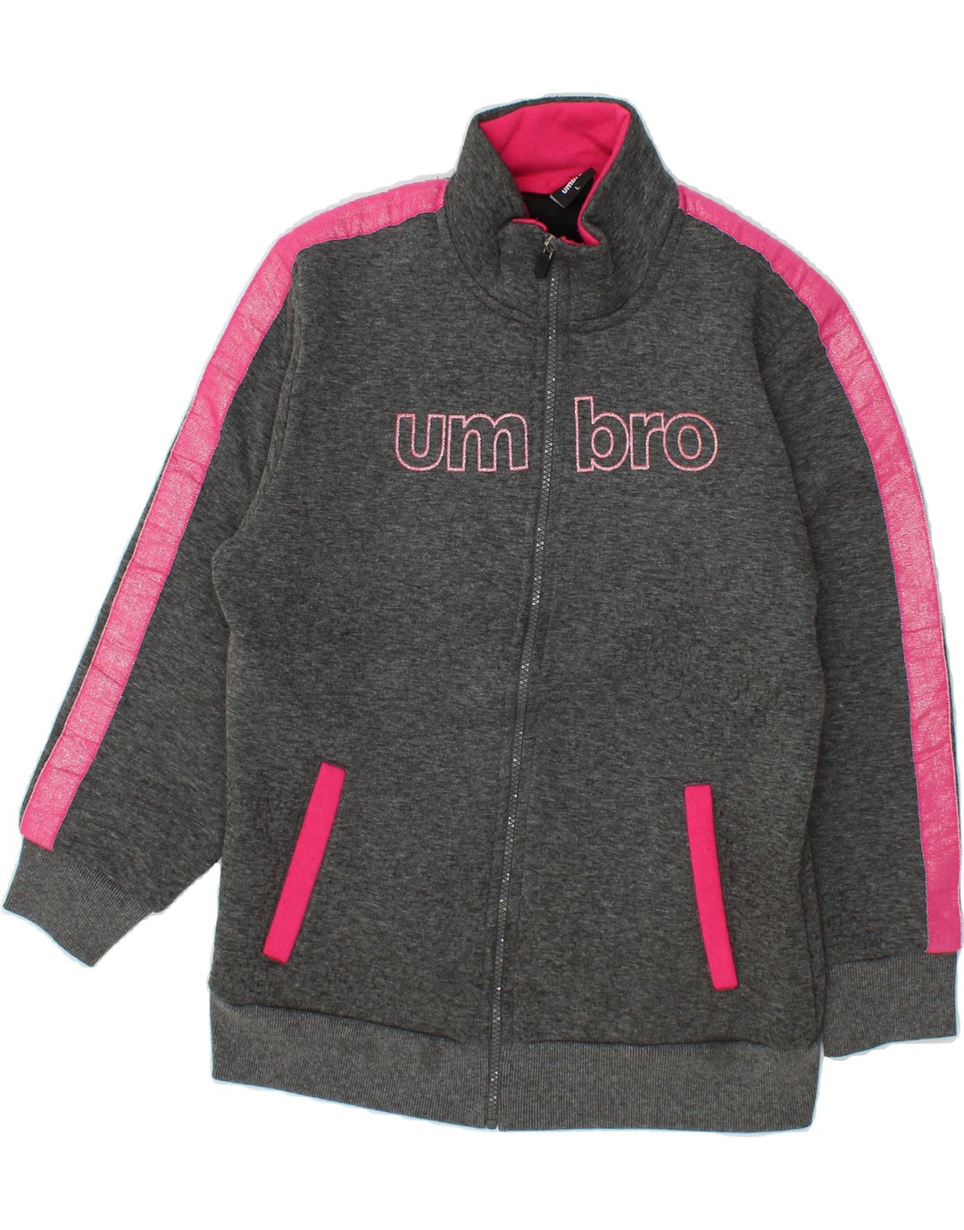 UMBRO Womens Graphic Tracksuit Top Jacket UK 14 Large Grey Cotton Vintage Umbro and Second-Hand Umbro from Messina Hembry 