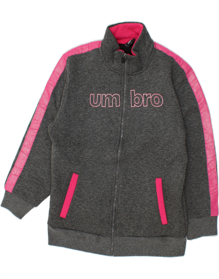 UMBRO Womens Graphic Tracksuit Top Jacket UK 14 Large Grey Cotton Vintage Umbro and Second-Hand Umbro from Messina Hembry 