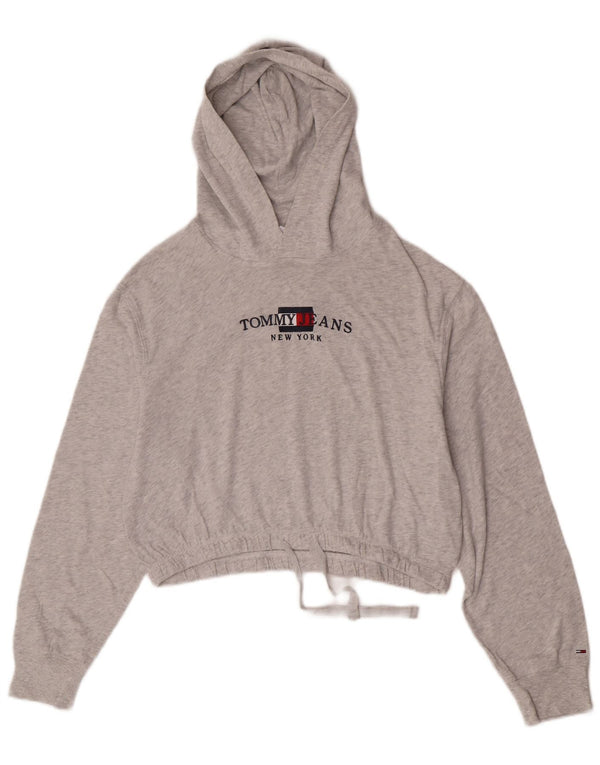 Tommy Hilfiger Ženska skraćena majica s kapuljačom s kapuljačom UK 14 Srednje siva s mrljama