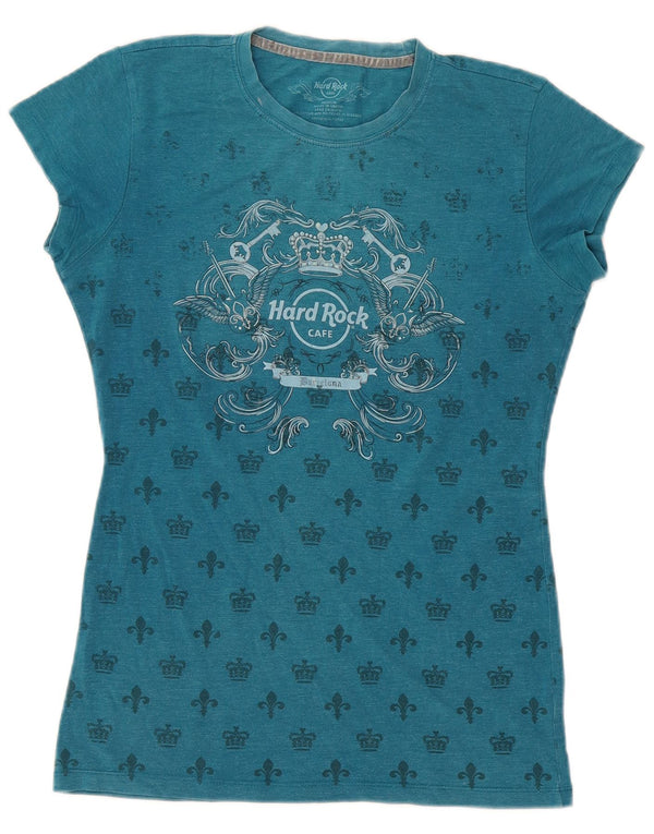 Hard Rock Cafe Ženska majica kratkih rukava Barcelona Graphic Top UK 12 srednje plava