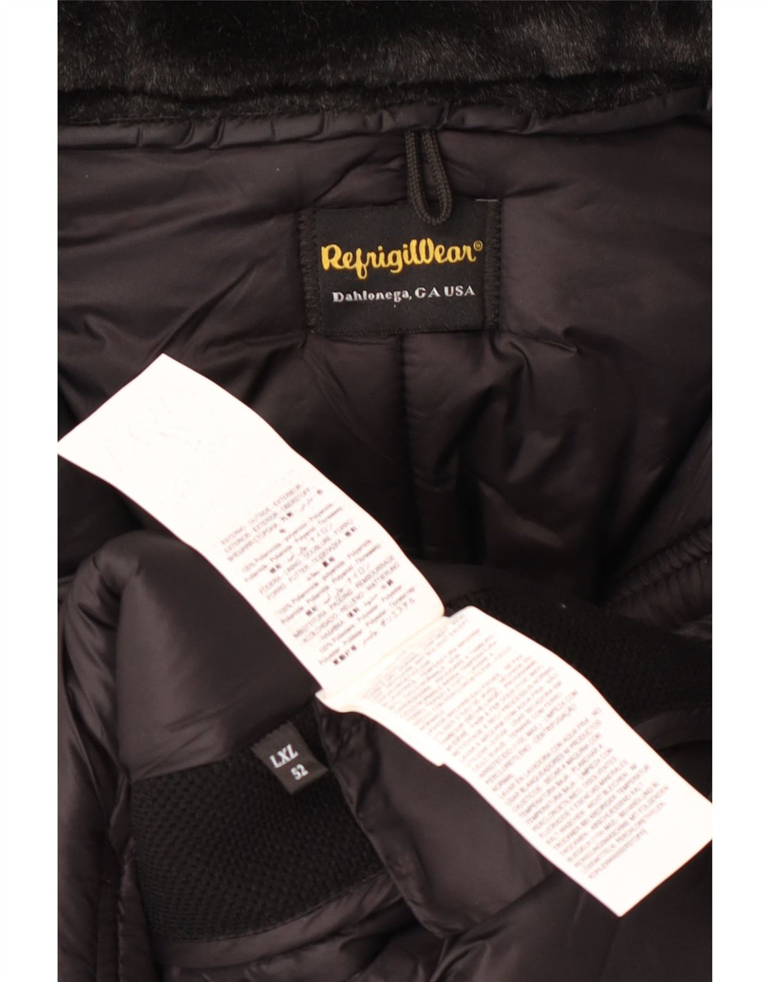 Refrigiwear muška podstavljena jakna s kapuljačom UK 52 velika crna zimska poliamidna jakna