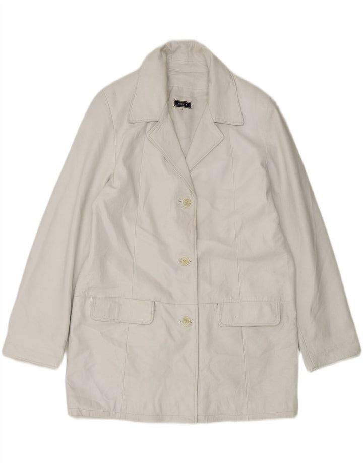 SOCIETY Womens Overcoat IT 46 Large White Vintage Society and Second-Hand Society from Messina Hembry 