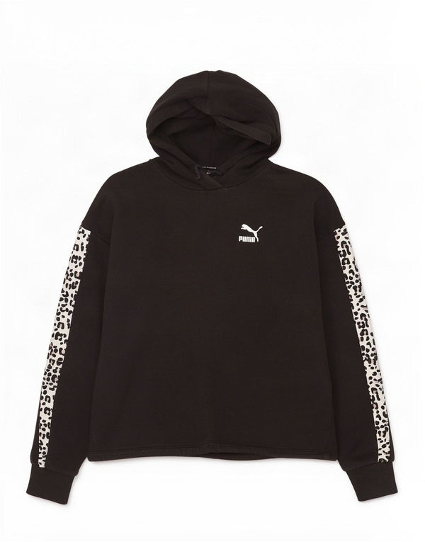 Puma ženska prevelika majica s kapuljačom UK 10 Mali crni životinjski print