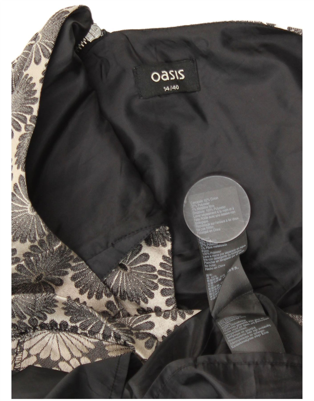 Oasis ženska haljina A-kroja UK 14 Srednje tamnoplavi cvjetni pamuk