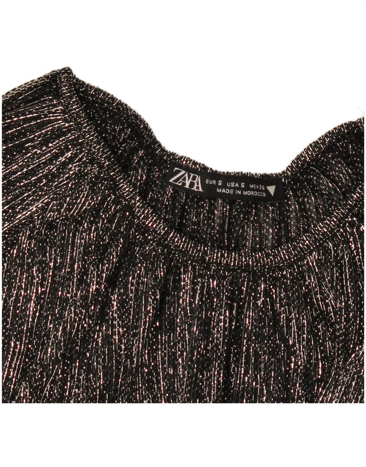 ZARA ženski gornji dio bluze prekomjernih dugih rukava UK 10 na male crne pruge