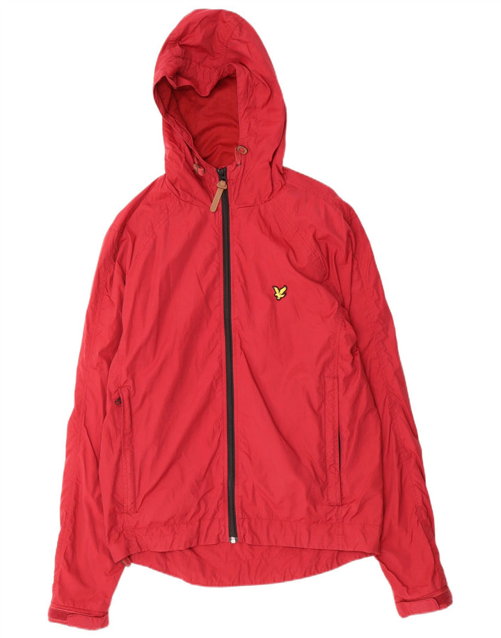 Lyle & Scott muška vintage kišna jakna s kapuljačom UK 38 srednje crvene boje od poliamida