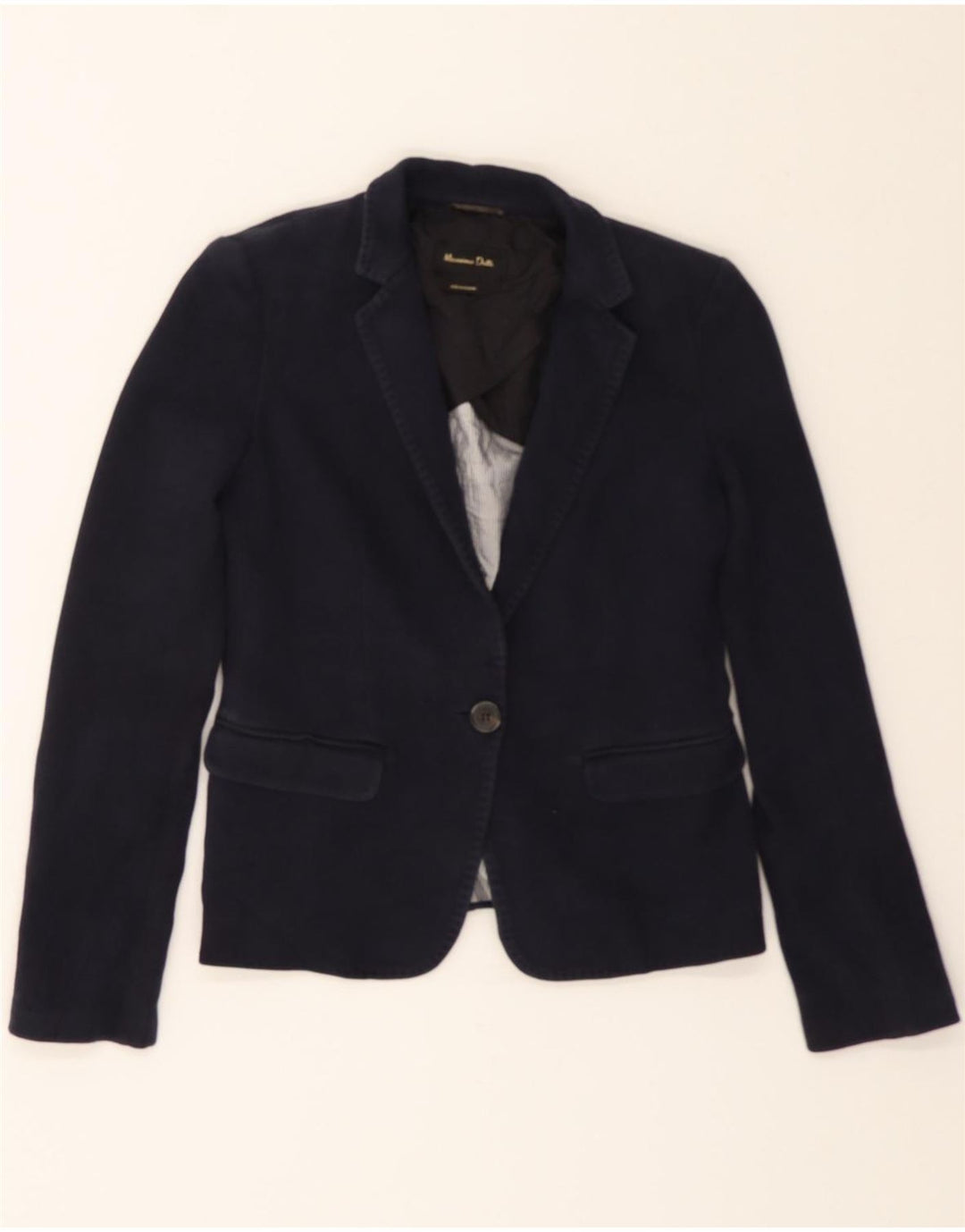 MASSIMO DUTTI Womens 1 Button Blazer Jacket EU 36 XS Navy Blue Viscose Vintage Massimo Dutti and Second-Hand Massimo Dutti from Messina Hembry 