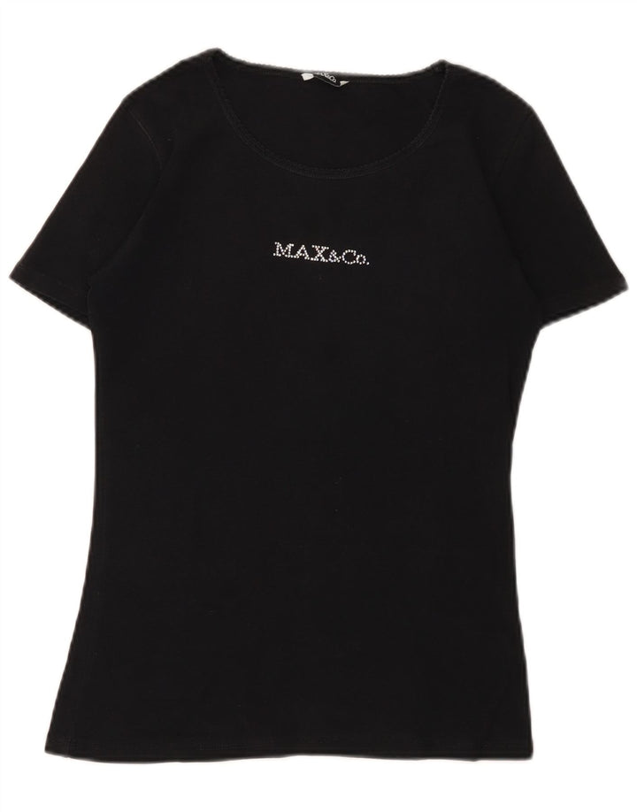 MAX & CO. Ženska majica kratkih rukava s grafičkim motivima UK 12 srednje crni pamuk