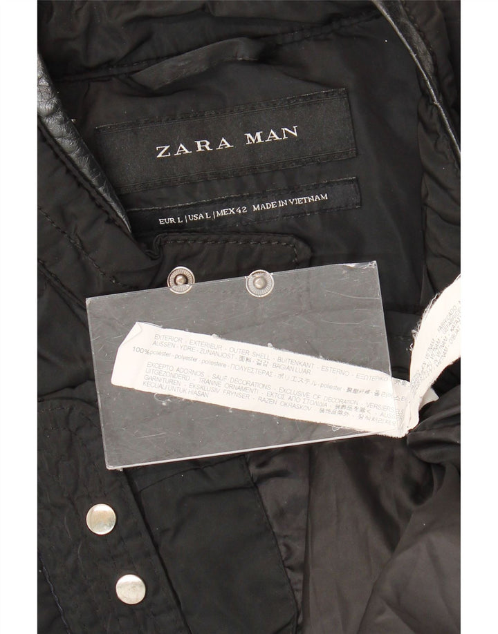 Zara muška prošivena jakna UK 40 veliki crni poliester