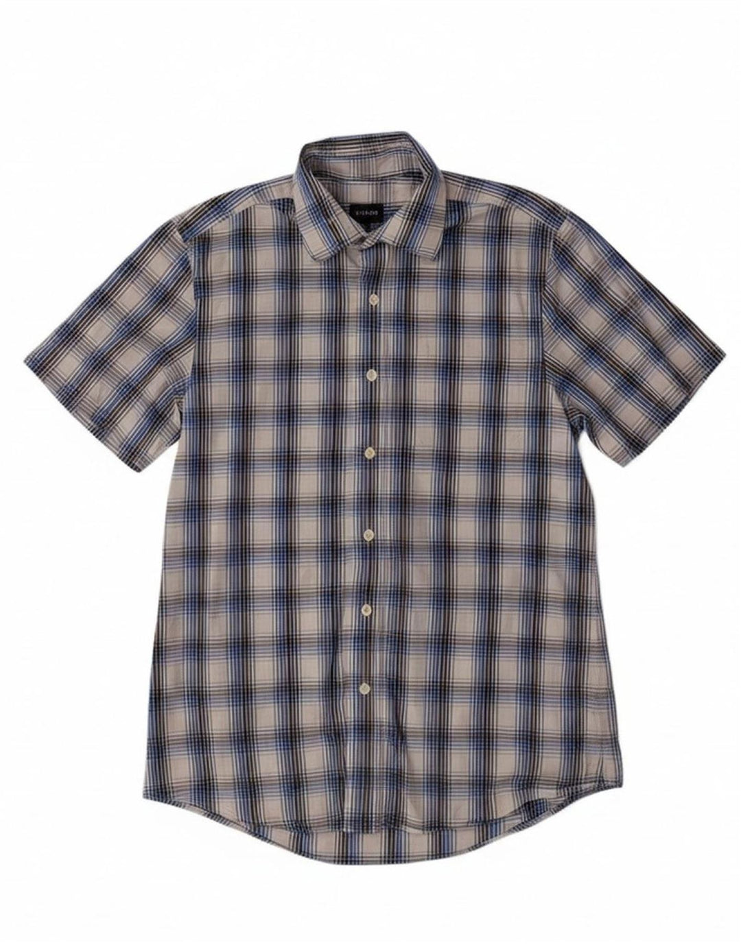 JAEGER Mens Short Sleeve Shirt Small Blue Check Cotton