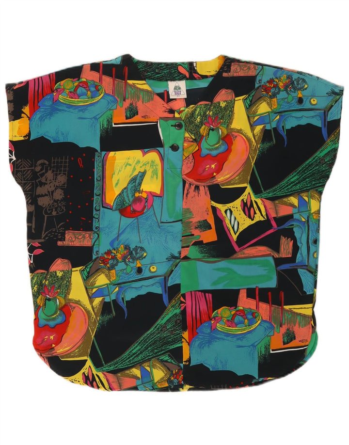 NOVI BRZ Ženski gornji dio bluze s apstraktnim uzorkom EU 42 veliki crni poliester