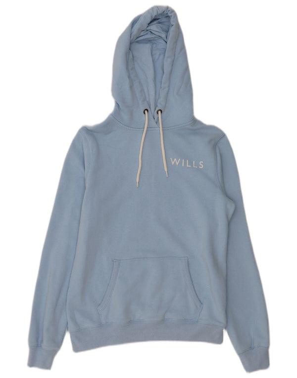 Jack Wills Womens Graphic Hoodie Jumper UK 12 Medium Blue Cotton