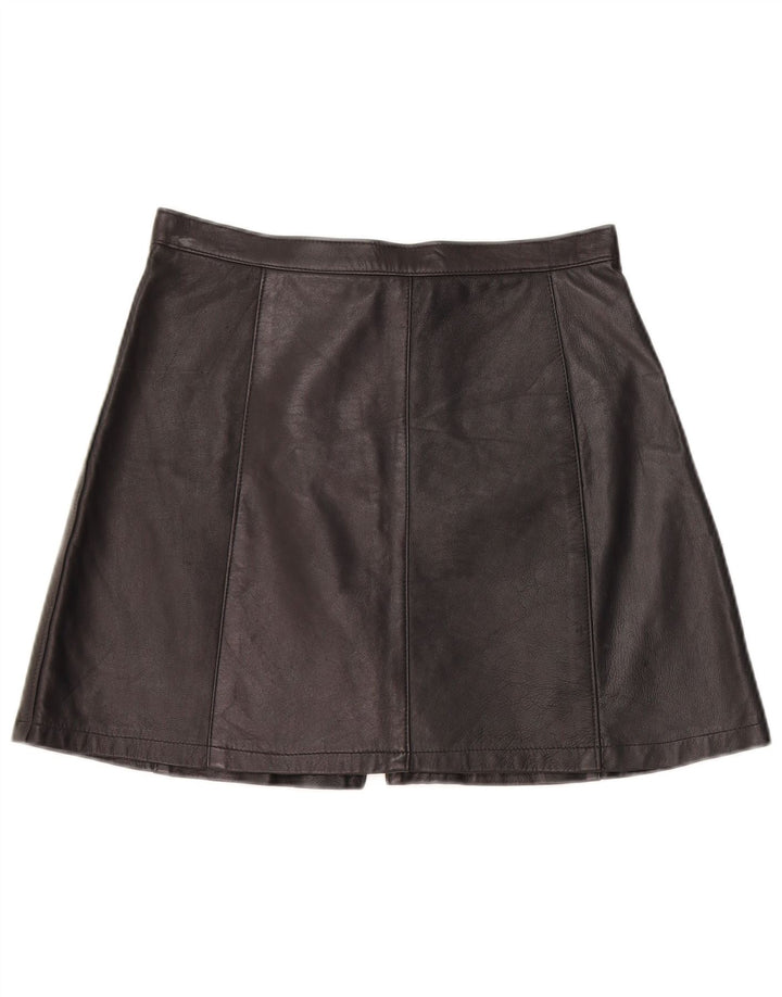 Vintage ženska mini kožna suknja W28 srednje crna