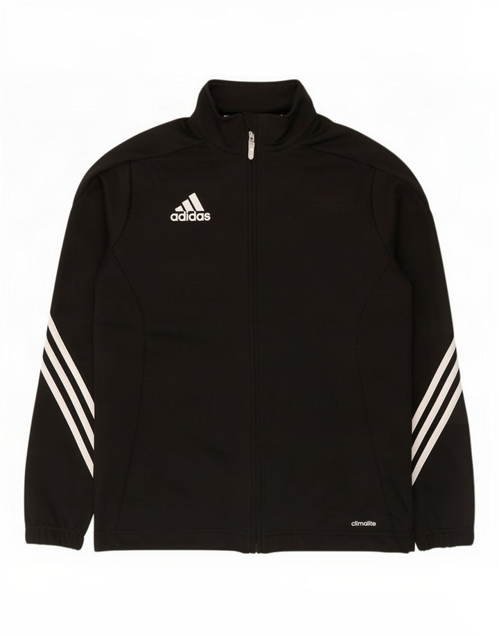 Gornja jakna od trenirke Adidas Climalite za dječake 13-14 godina, crni poliester