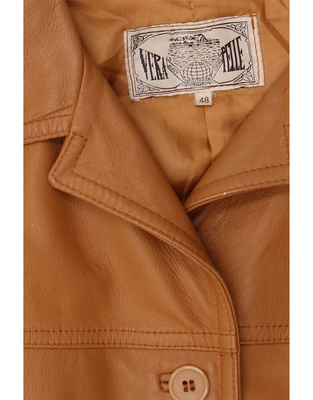 VINTAGE Womens Leather Jacket IT 48 XL Brown Leather Vintage Vintage and Second-Hand Vintage from Messina Hembry 