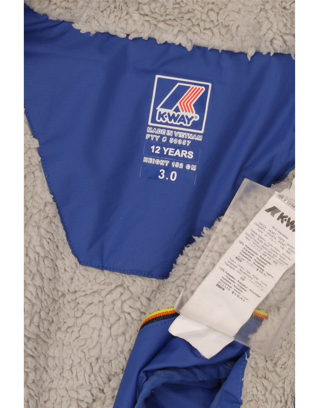 Plava poliamidna vjetrovka s kapuljačom K-Way za dječake 11-12 godina