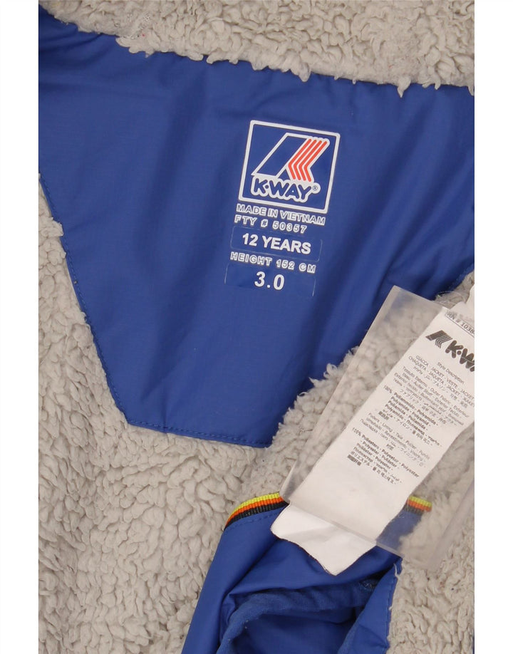 Plava poliamidna vjetrovka s kapuljačom K-Way za dječake 11-12 godina