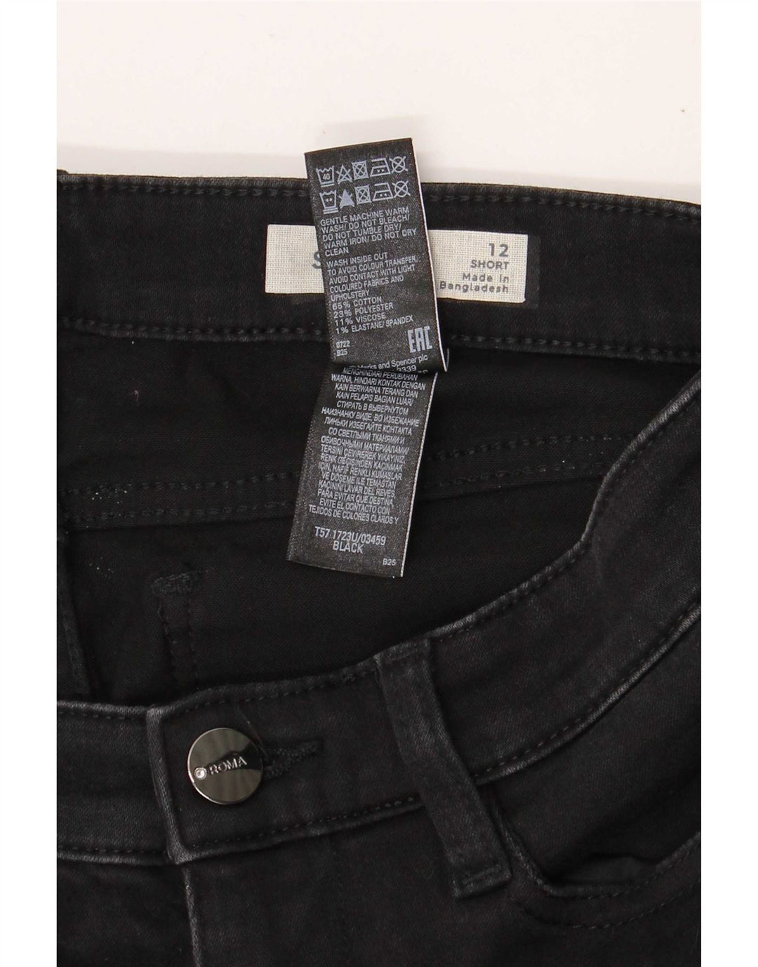 Marks & Spencer ženske kratke ravne traperice UK 12 srednje W28 L29 crne