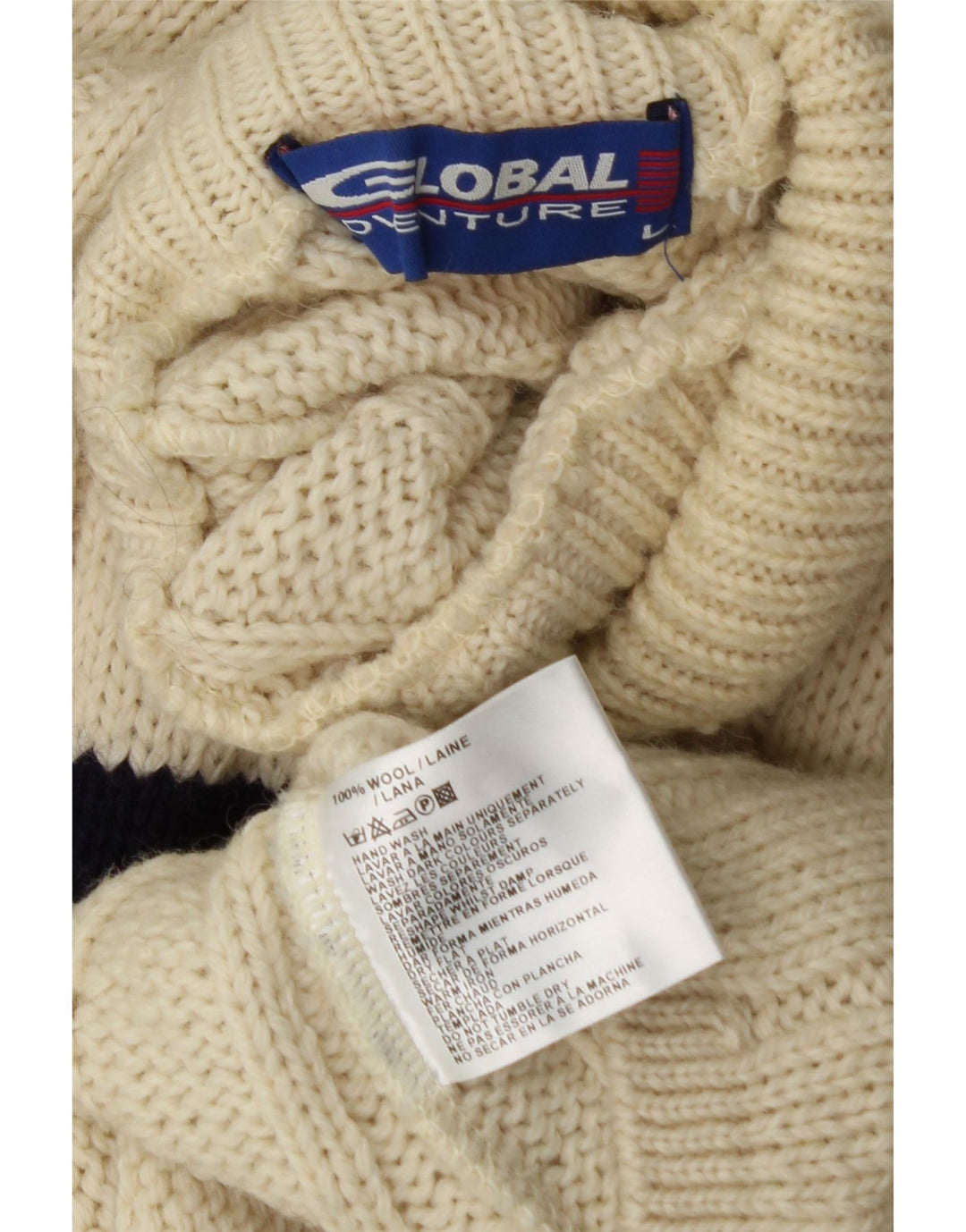 VINTAGE muški džemper s kornjačevim ovratnikom, veliki vuneni pulover na bijele pruge