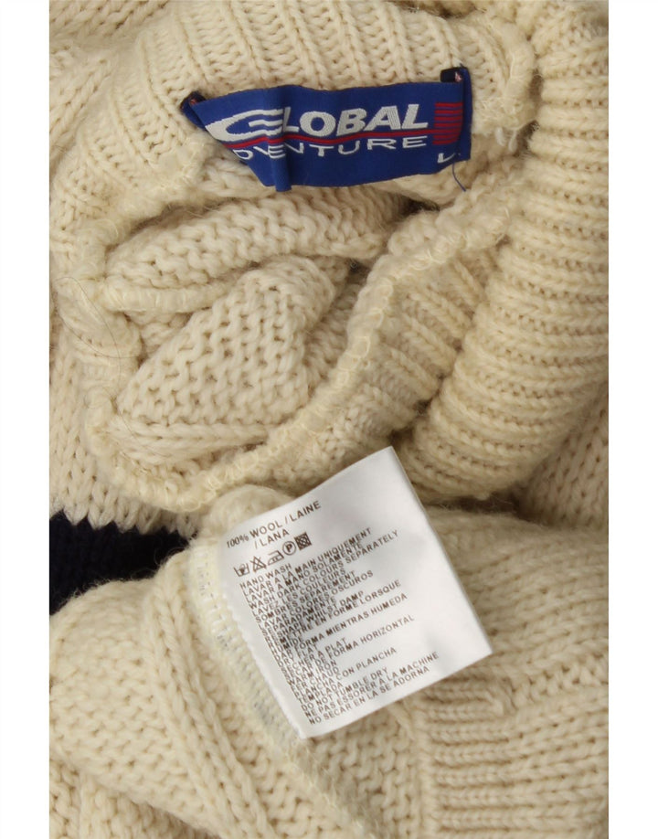 VINTAGE muški džemper s kornjačevim ovratnikom, veliki vuneni pulover na bijele pruge