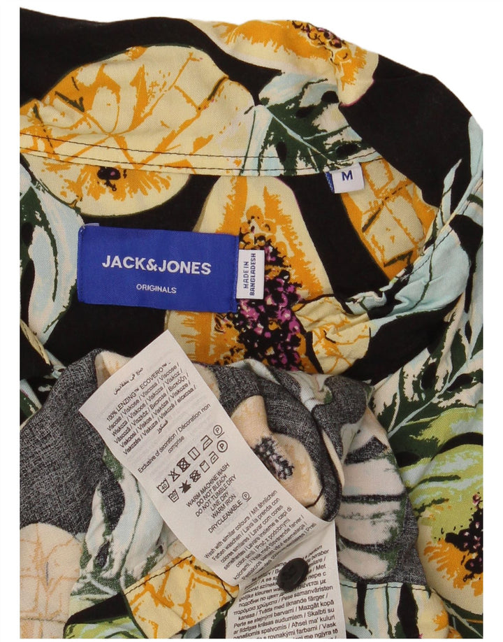 Jack & Jones muška košulja kratkih rukava srednje crna cvjetna viskoza