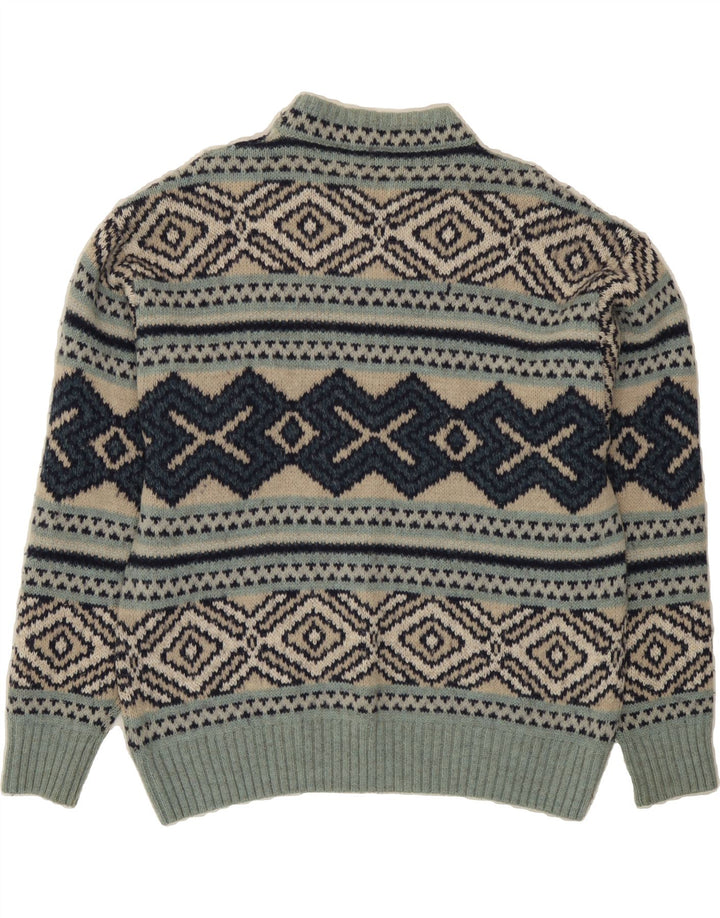 VINTAGE Mens Crew Neck Jumper Sweater Medium Multicoloured Fair Isle Wool Vintage Vintage and Second-Hand Vintage from Messina Hembry 