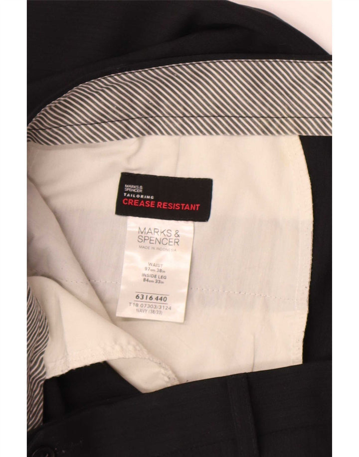 Marks & Spencer muške hlače ravnog odijela W38 L33 tamnoplavi poliester