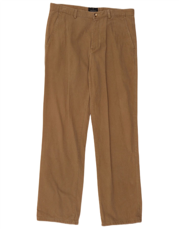 TRUSSARDI Muške ravne chino hlače IT 50 Large W34 L34 Beige Pinstripe