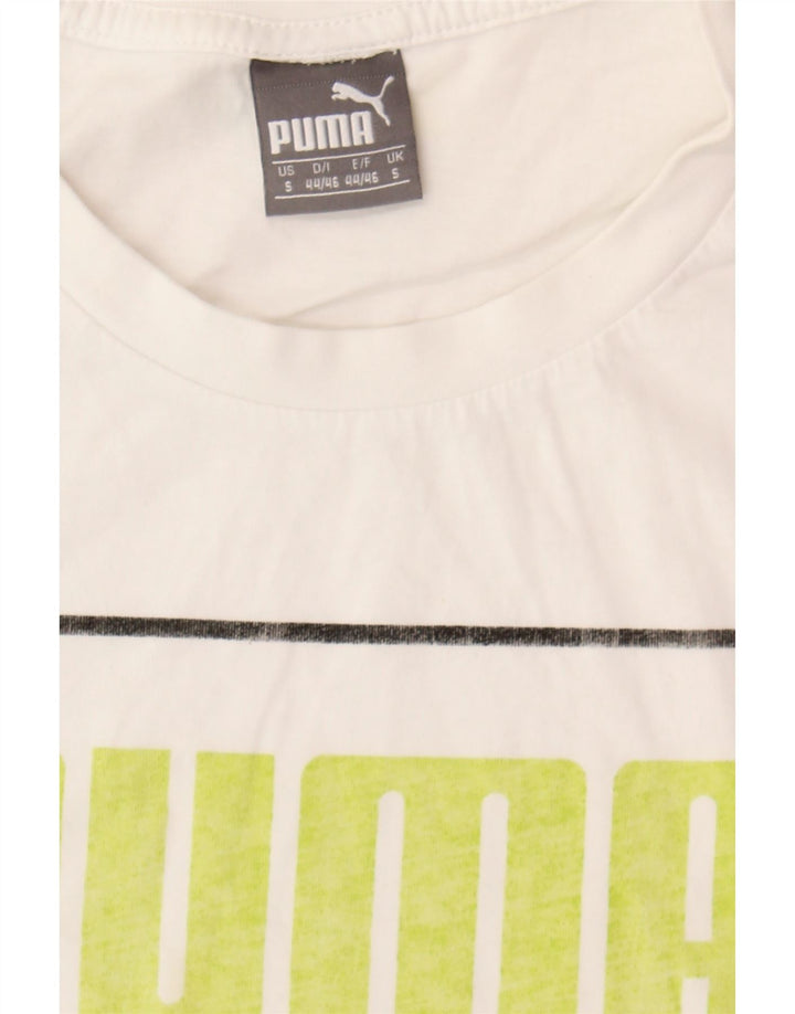 PUMA Mens Graphic T-Shirt Top Small White Cotton Vintage Puma and Second-Hand Puma from Messina Hembry 