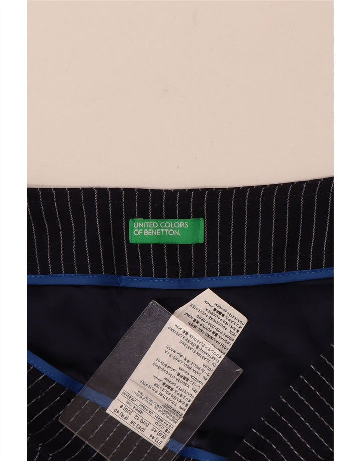 Benetton ženska ravna suknja UK 12 srednje veličine W32 mornarsko plave pruge