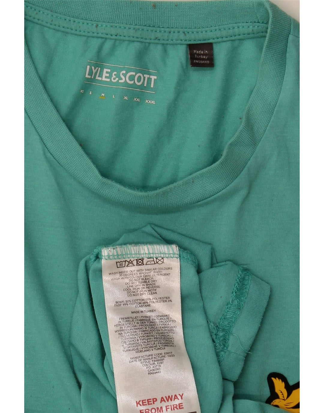 LYLE & SCOTT Muška majica kratkih rukava Srednji tirkizni pamuk