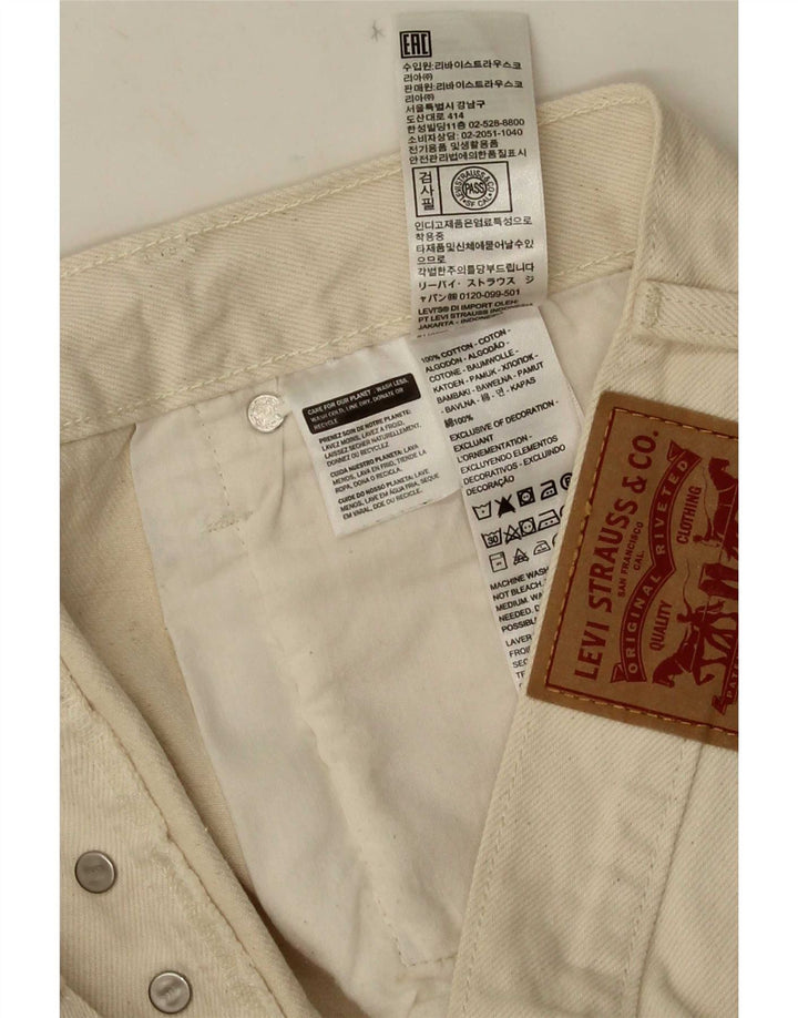 Levi's ženske kratke traper hlače visokog struka 501 W31 Medium Off White Butterfly