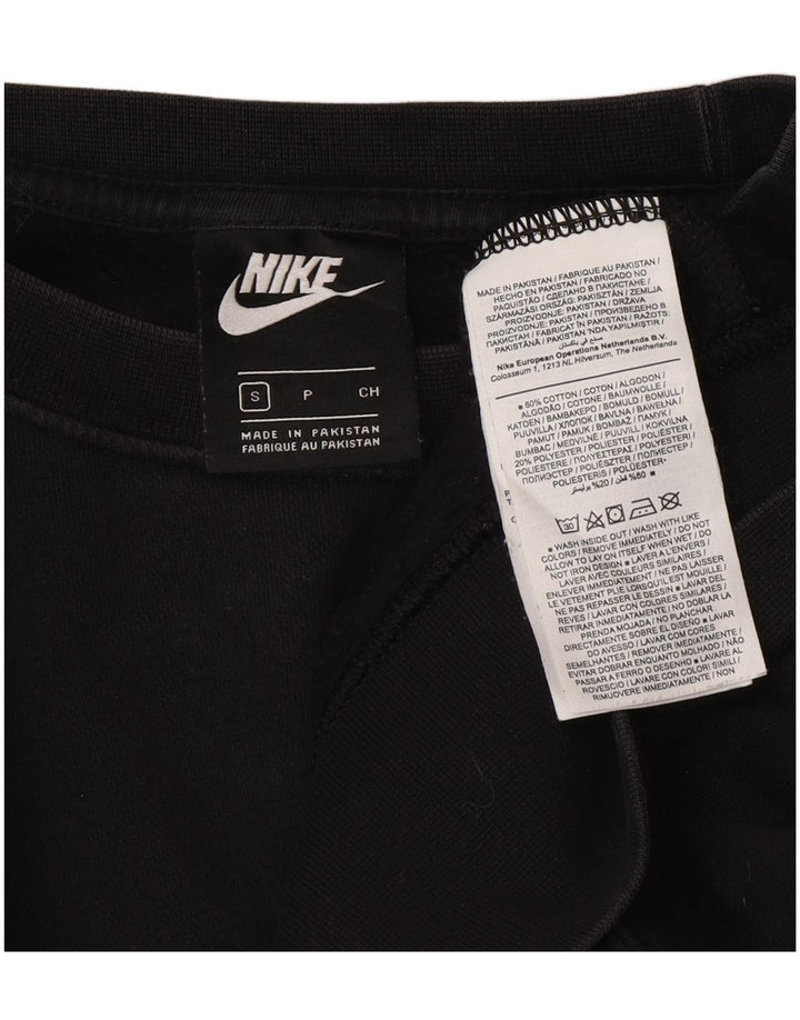 NIKE Womens Crop Oversized Sweatshirt Jumper UK 10 Small Black Cotton