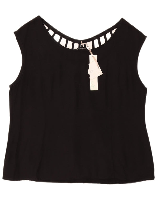 LAURA ASHLEY Ženska majica bez rukava UK 18 XL crna viskoza